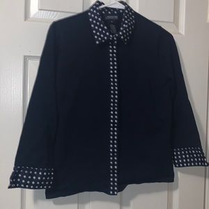 Jones New York Signature Polka dot trim Cardigan